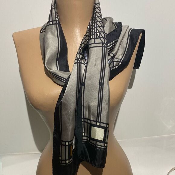 Vintage 80s The Fine Arts Museums Of San Francisco Frank Lloyd Wright Silk Scarf - Picture 1 of 8
